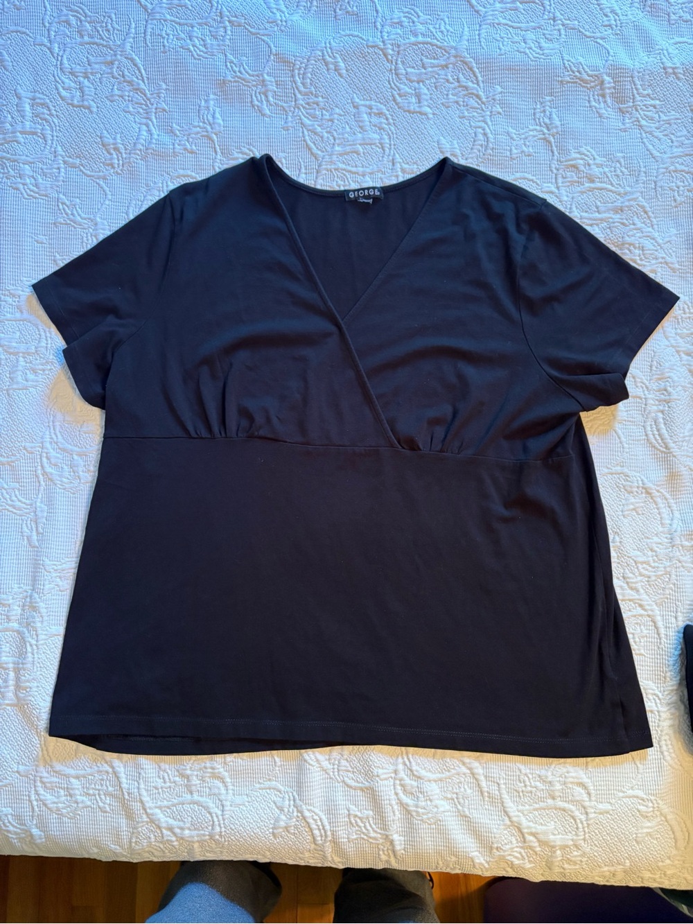 George Black V-Neck Wrap Short Sleeve Top
